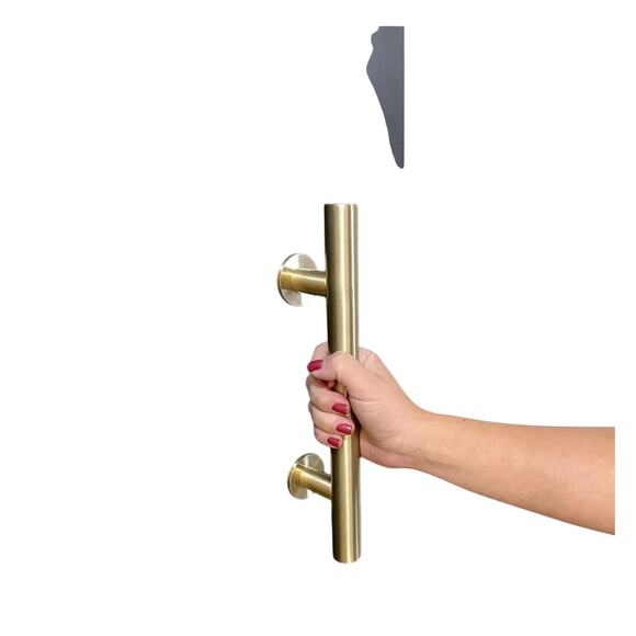 Rio Salto 12-Inch Brushed Brass Gold Barn Door Handle Kit, Closet Door Handle - Picture 4 of 4